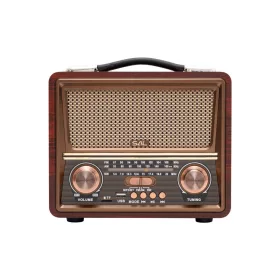   SAL RRT22 hordozható retró rádió multimédia lejátszóval, Bluetooth hangszóró, 3-sávos rádió, MP3 lejátszás USB/microSD eszközről, akkumulátor