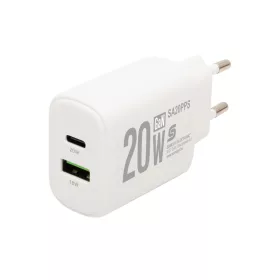   HOME SA20PPS USB hálózati gyorstöltő, 20 Watt, 2in1: USB-A + USB-C aljzat, QC + PD + PPS gyorstöltés, GaN technológia