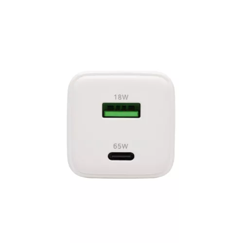 HOME SA65PPS USB hálózati szupergyors töltő, 65Watt, 2in1: USB-A + USB-C aljzat, QC + PD + PPS gyorstöltés, GaN technológia