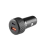 SAL SAU48PD autós USB gyorstöltő, 48Watt, 2in1: USB-A + USB-C, QC+PD gyorstöltés, LED világítás
