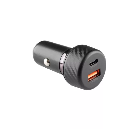 SAL SAU48PD autós USB gyorstöltő, 48Watt, 2in1: USB-A + USB-C, QC+PD gyorstöltés, LED világítás