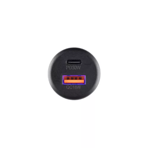 SAL SAU48PD autós USB gyorstöltő, 48Watt, 2in1: USB-A + USB-C, QC+PD gyorstöltés, LED világítás