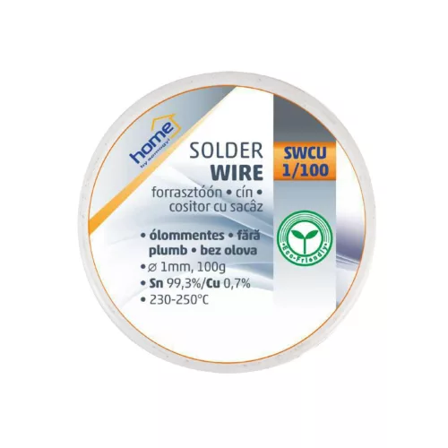 Home SWCU 1/100 forrasztóón 1mm, 100g, európai gyártótól származó kiváló minőségű forrasztóón, összetétel: Sn/Cu: 99,3%/0,7%, gyanta: 2,0%