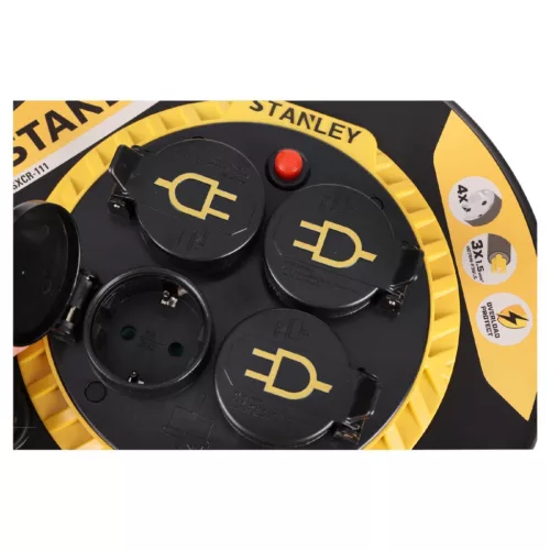 STANLEY SXCR-111 kábeldob, max. 3000 W, IP44, H07RN-F 3G1,5 mm² 20m kábel, kül- és beltéri kivitel