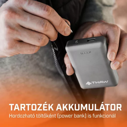 HAW THA-APR-0002-G fűthető mellény, XL méret, 4 hőzóna, 3 fokozat, vízlepergető réteg, külső akkumulátorral