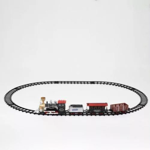 HOME TRN 01 elemes kisvasút, 1 mozdony és 3 vagon, vízgőzt képez, piros LED világítás, hanghatás, 47 cm-es pálya