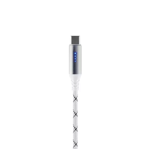 Home USBCC2M100L töltőkábel, USB-C / USB-C, 2 méter, 100W gyorstöltés, töltésjelző LED-sor, szőtt nylon burkolat
