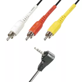   Home VC 20-2 videókábel, 4 pólusú 3,5mm dugó, RCA dugó, 2m