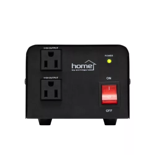 HOME VTF200VA feszültségátalakító, max.200VA, 230V/110V transzformátor, dupla 110V kimeneti aljzat két készülékhez, hordozható