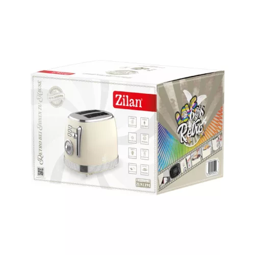 Zilan ZLN1191 retró kenyérpirító, 850 W, 6 fokozat, 2 szeletes, STOP funkció, morzsatálca, bézs